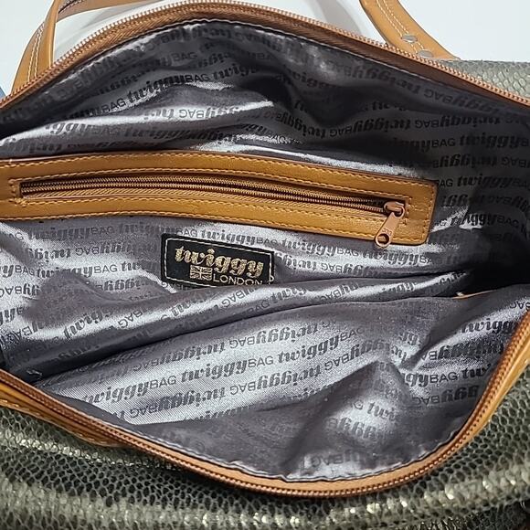 Large Y2K Twiggy London Handbag Metallic Animal Print Purse Clean - Picture 8 of 9